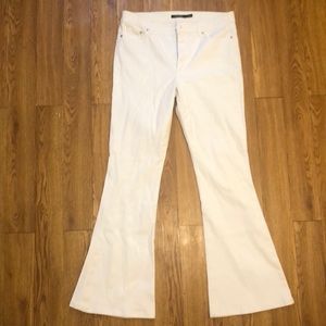 White, Jean bell bottoms, so cute!
